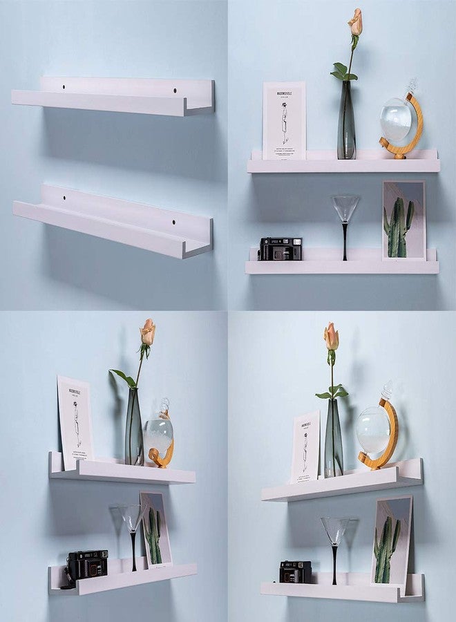 AZSKY 24 Inch Picture Ledge Shelf Floating Shelves Wall Mounted Set of 2 White - Image 4